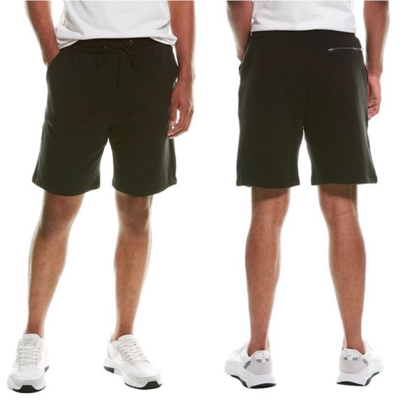 New Magaschoni Black French Terry Drawstring Shorts XXL Cotton Zip Pockets Soft - Picture 1 of 7